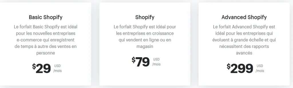 forfaits shopify