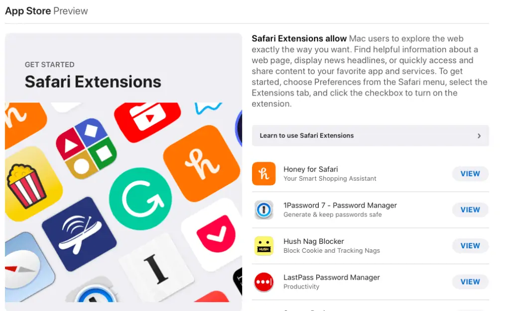 safari extensions