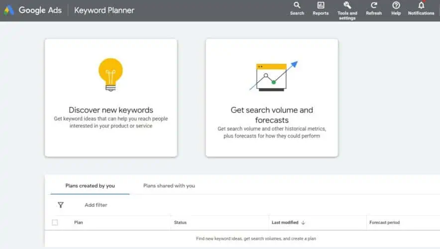 google ads keyword planner