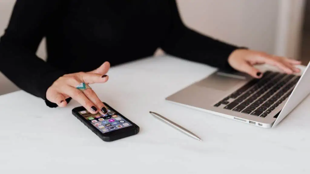 A woman perusing her phone