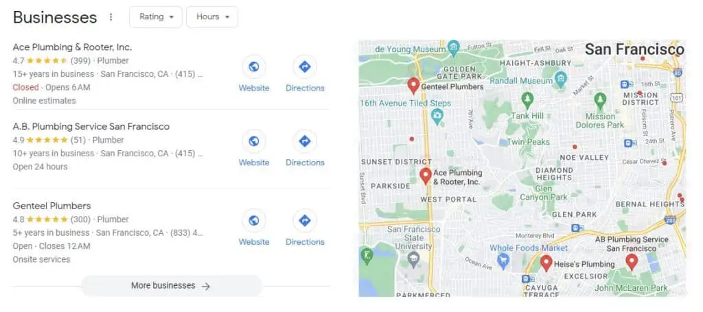 google business profile examples