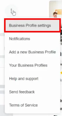 business profile settings
