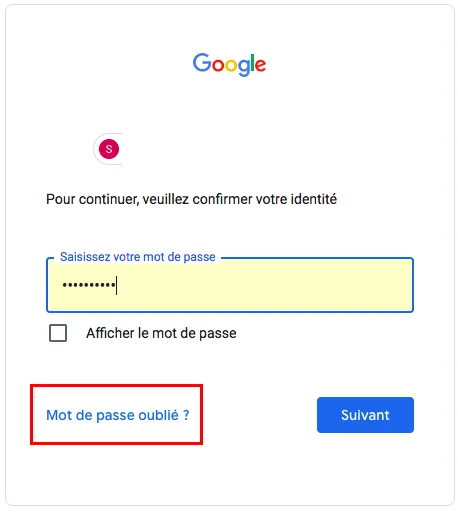 mot de passe oublie