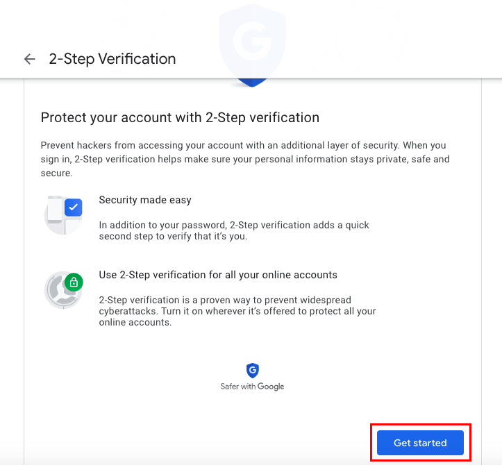 get started 2fa